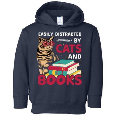 Easily Distracted By Cats And Books Toddler Hoodie