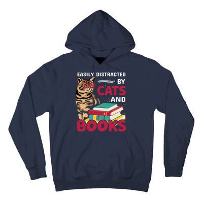 Easily Distracted By Cats And Books Tall Hoodie