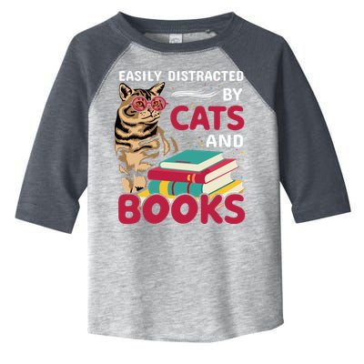 Easily Distracted By Cats And Books Toddler Fine Jersey T-Shirt