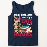 Easily Distracted By Cats And Books Tank Top