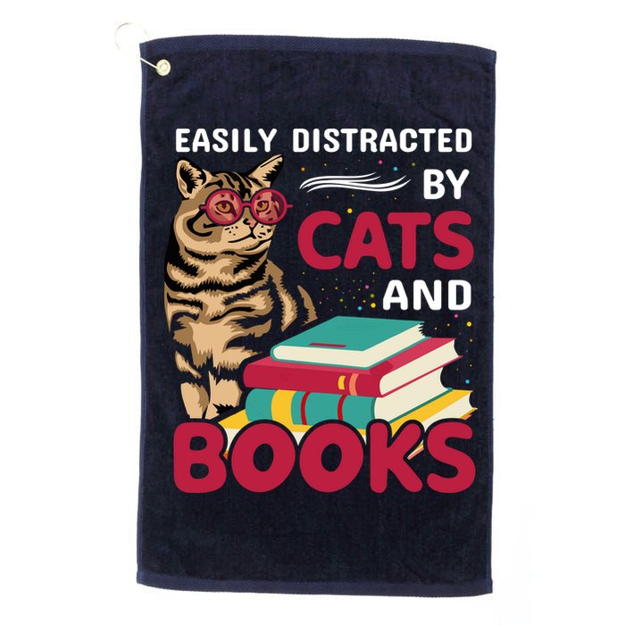 Easily Distracted By Cats And Books Golf Towel