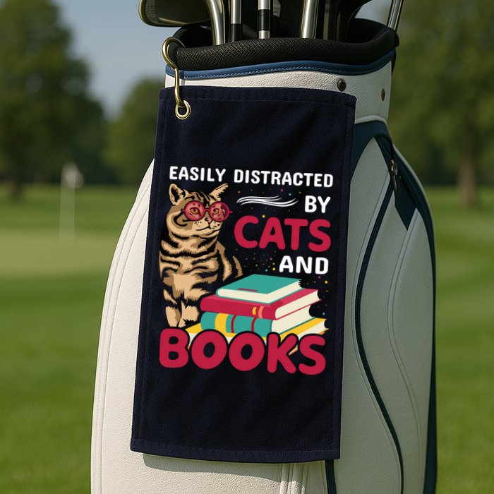 Easily Distracted By Cats And Books Golf Towel