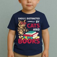 Easily Distracted By Cats And Books Toddler T-Shirt