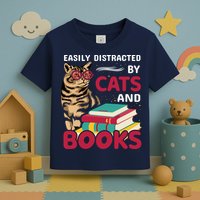 Easily Distracted By Cats And Books Toddler T-Shirt