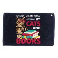 Easily Distracted By Cats And Books Grommeted Golf Towel