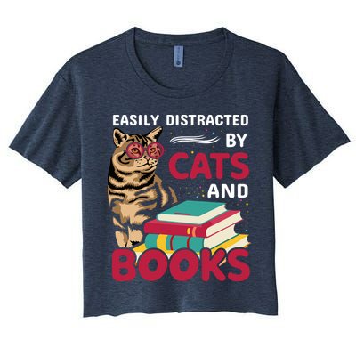 Easily Distracted By Cats And Books Crop Top