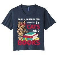 Easily Distracted By Cats And Books Crop Top