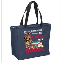 Easily Distracted By Cats And Books Zip Tote Bag