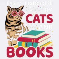 Easily Distracted By Cats And Books Garment-Dyed Sweatshirt