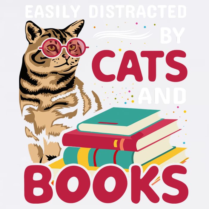 Easily Distracted By Cats And Books Garment-Dyed Sweatshirt