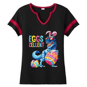 Easter Dinosaur Bunny T Rex Eggs Cellent Premium Ladies Halftime Notch Neck Tee