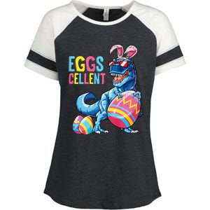 Easter Dinosaur Bunny T Rex Eggs Cellent Premium Enza Ladies Jersey Colorblock Tee