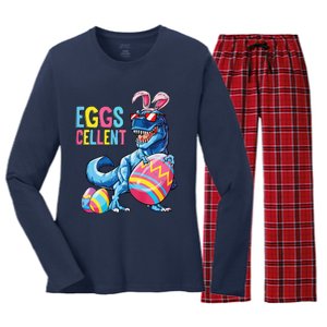 Easter Dinosaur Bunny T Rex Eggs Cellent Premium Women's Long Sleeve Flannel Pajama Set 