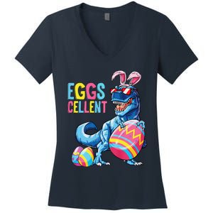 Easter Dinosaur Bunny T Rex Eggs Cellent Premium Women's V-Neck T-Shirt