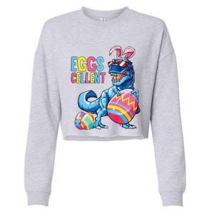 Easter Dinosaur Bunny T Rex Eggs Cellent Premium Cropped Pullover Crew