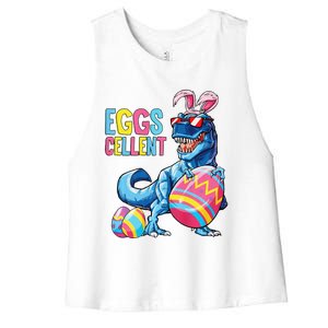 Easter Dinosaur Bunny T Rex Eggs Cellent Premium Women's Racerback Cropped Tank