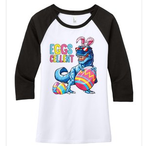 Easter Dinosaur Bunny T Rex Eggs Cellent Premium Women's Tri-Blend 3/4-Sleeve Raglan Shirt