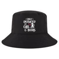 Easily Distracted by Cats and Books Cat & Book Lover Cool Comfort Performance Bucket Hat