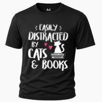 Easily Distracted by Cats and Books Cat & Book Lover Performance Shirt