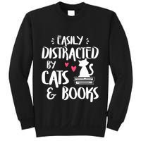 Easily Distracted by Cats and Books Cat & Book Lover Sweatshirt