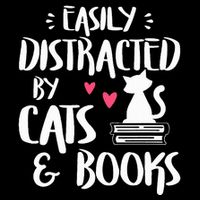 Easily Distracted by Cats and Books Cat & Book Lover Button