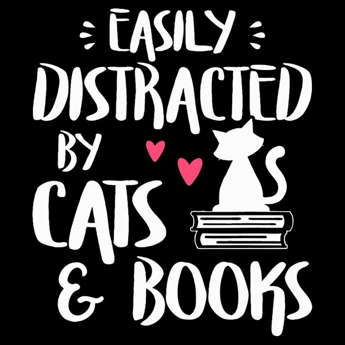 Easily Distracted by Cats and Books Cat & Book Lover Button