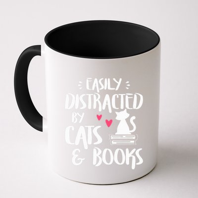 Easily Distracted by Cats and Books Cat & Book Lover Mug