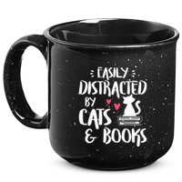 Easily Distracted by Cats and Books Cat & Book Lover 15oz Campfire Ceramic Mug