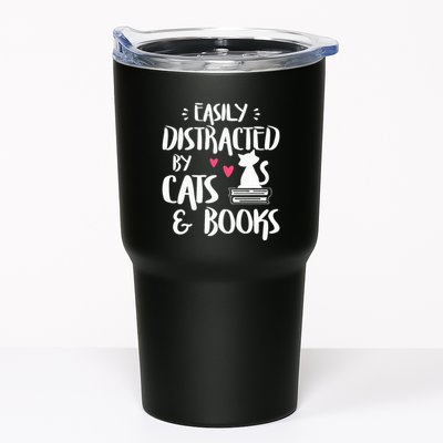 Easily Distracted by Cats and Books Cat & Book Lover Tumbler