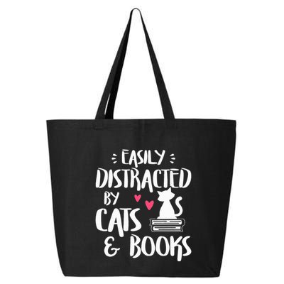 Easily Distracted by Cats and Books Cat & Book Lover 25L Jumbo Tote