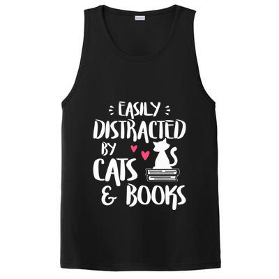 Easily Distracted by Cats and Books Cat & Book Lover PosiCharge Competitor Tank