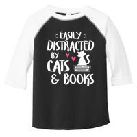 Easily Distracted by Cats and Books Cat & Book Lover Toddler Fine Jersey T-Shirt