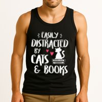 Easily Distracted by Cats and Books Cat & Book Lover Tank Top