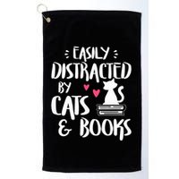 Easily Distracted by Cats and Books Cat & Book Lover Golf Towel