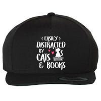Easily Distracted by Cats and Books Cat & Book Lover Wool Snapback Cap