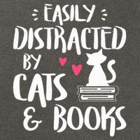 Easily Distracted by Cats and Books Cat & Book Lover Cotton Canvas Backpack