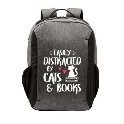 Easily Distracted by Cats and Books Cat & Book Lover Vector Backpack