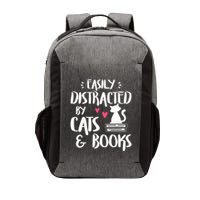 Easily Distracted by Cats and Books Cat & Book Lover Vector Backpack