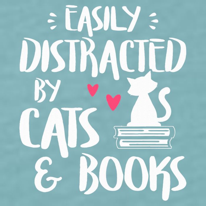 Easily Distracted by Cats and Books Cat & Book Lover Sueded Cloud Jersey T-Shirt