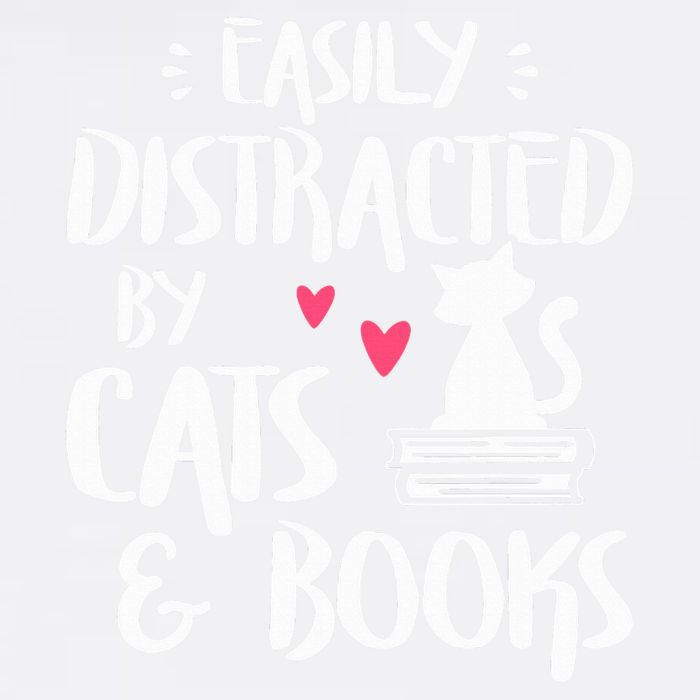 Easily Distracted by Cats and Books Cat & Book Lover Garment-Dyed Sweatshirt