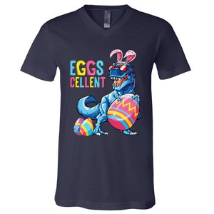 Easter Dinosaur Bunny T Rex Eggs Cellent V-Neck T-Shirt