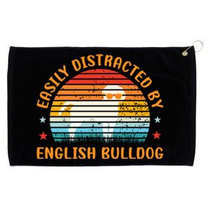 Easily Distracted By English Bulldog Grommeted Golf Towel