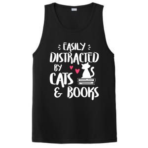 Easily Distracted By Cats And Books Cat & Book Lover PosiCharge Competitor Tank