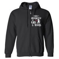 Easily Distracted By Cats And Books Cat & Book Lover Full Zip Hoodie