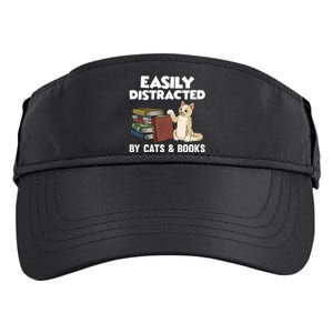 Easily Distracted By Cats And Books Funny Cat & Book Lover Adult Drive Performance Visor