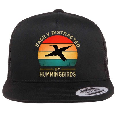 Easily Distracted By Hummingbirds Flat Bill Trucker Hat