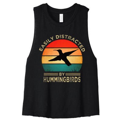 Easily Distracted By Hummingbirds Women's Racerback Cropped Tank