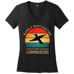 Easily Distracted By Hummingbirds Women's V-Neck T-Shirt