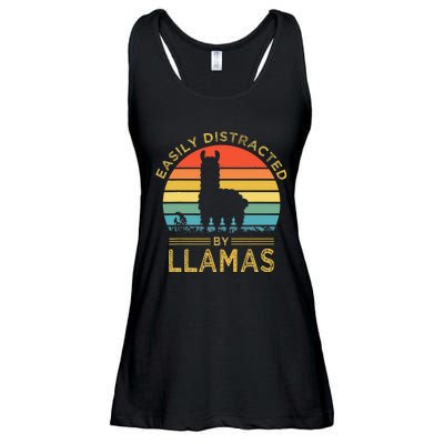 Easily Distracted By Llamas Ladies Essential Flowy Tank