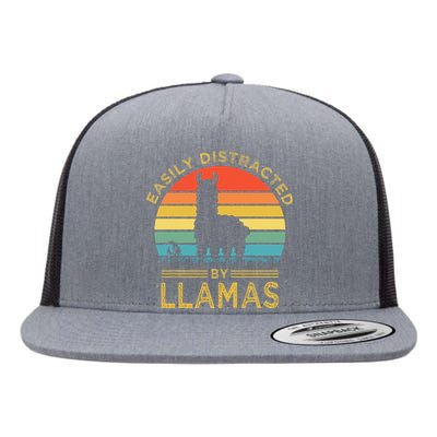 Easily Distracted By Llamas Flat Bill Trucker Hat